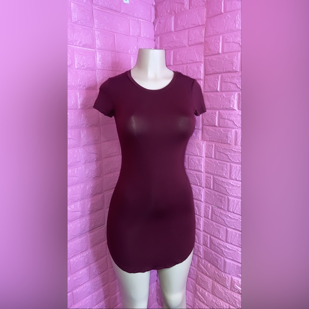 Burgundy T-shirt dress